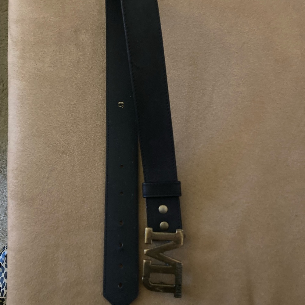 Moschino Black Belt with Gold Logo Buckle